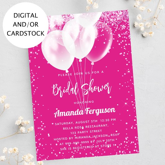 Vrijgezellenfeest hete roze witte ballonnen kaart