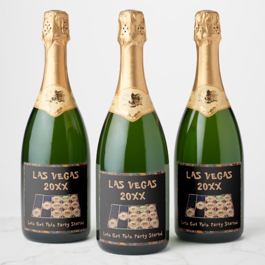 Vrijgezellenfeest in Las Vegas | Sleufmachine Sparkling Wijnetiket (Flessen)