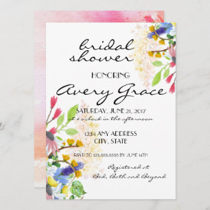 vrijgezellenfeest Invite - Waterverf wilde bloemen Kaart