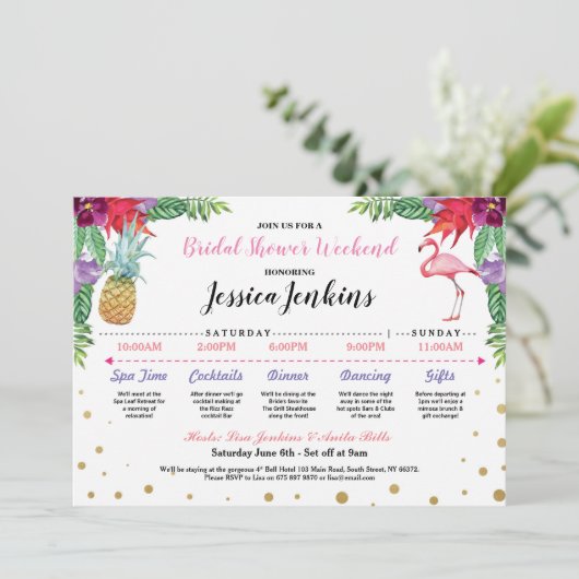 Vrijgezellenfeest Itinerary Aloha Flamingo Pineapp Programma (Staand voorkant)