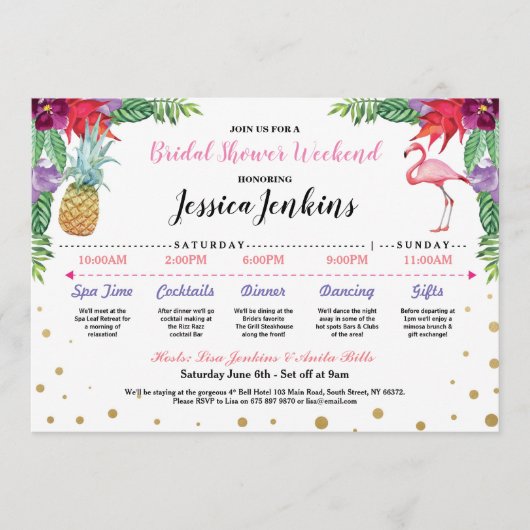 Vrijgezellenfeest Itinerary Aloha Flamingo Pineapp Programma (Voorkant)