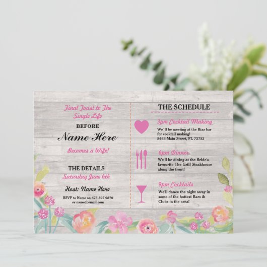 vrijgezellenfeest Itinerary Rustic Dinner Bachelor Programma (Staand voorkant)