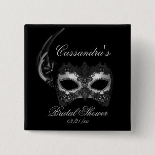 "Vrijgezellenfeest" — Lace Masquerade Mask Vierkante Button 5,1 Cm