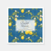 Vrijgezellenfeest Lemon Royal Blauw Wit Citrus Blo Servet (Voorkant)