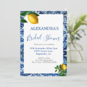 Vrijgezellenfeest Lemons Blue White Tuscan Tile Kaart (Staand voorkant)