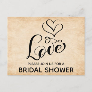  Vrijgezellenfeest Love Hearts Brown Grunge Uitnodiging Briefkaart