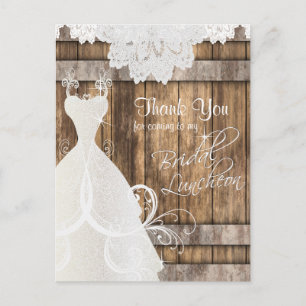 Vrijgezellenfeest Luncheon - Rustic Wood en Lace Briefkaart