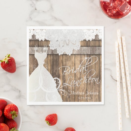 Vrijgezellenfeest Luncheon - Rustieke Schuur Hout Servetten (Insitu)