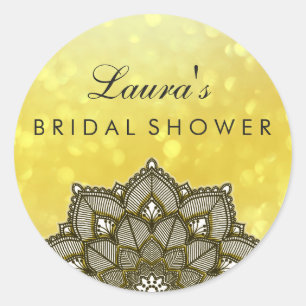 Vrijgezellenfeest Mandala Lotus Flower Gold Ronde Sticker