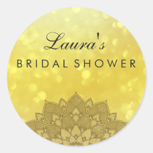 Vrijgezellenfeest Mandala Lotus Flower Gold Ronde Sticker
