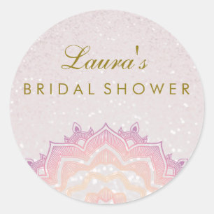 Vrijgezellenfeest Mandala Lotus Flower Pink Swirl Ronde Sticker