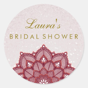 Vrijgezellenfeest Mandala Lotus Flower Pink Swirl Ronde Sticker