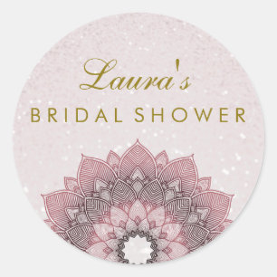 Vrijgezellenfeest Mandala Roze Lotus Flower Swirl Ronde Sticker