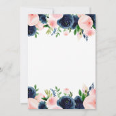 Vrijgezellenfeest marineblauw blush roze bloemig kaart (Achterkant)