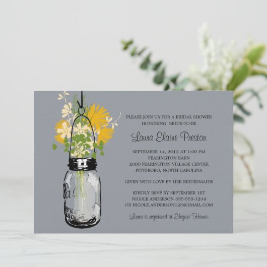 Vrijgezellenfeest Mason Jar en wilde bloemen Kaart (Staand voorkant)