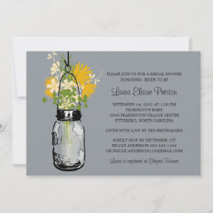 Vrijgezellenfeest Mason Jar en wilde bloemen Kaart