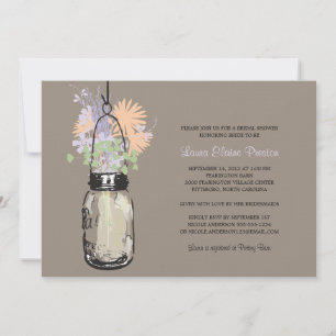 Vrijgezellenfeest Mason Jar en wilde bloemen Kaart