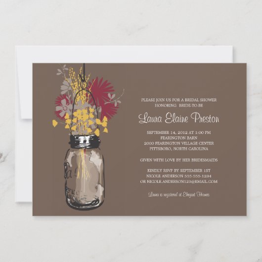 Vrijgezellenfeest Mason Jar en wilde bloemen Kaart (Voorkant)