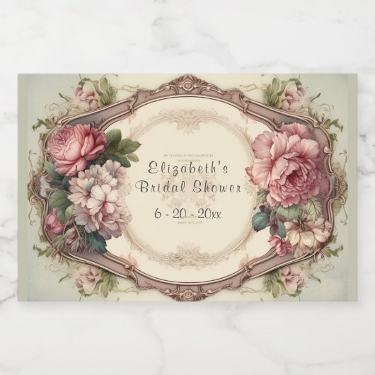 Vrijgezellenfeest Mauve Lijst roze bloemen Sparkling Wijnetiket (Enkel label)