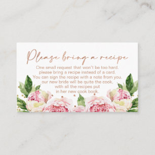 Vrijgezellenfeest met Floral Peonies Recipe Card-a Visitekaartje