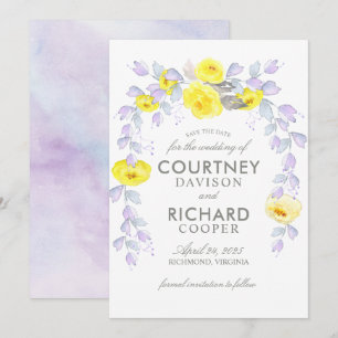 Vrijgezellenfeest met geel rozenpoeder save the date