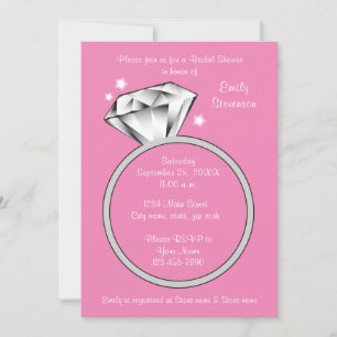 Vrijgezellenfeest met roze diamantring kaart