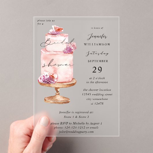 Vrijgezellenfeest met roze roze roze rok acryl uitnodigingen (Insitu (Draagbaar))