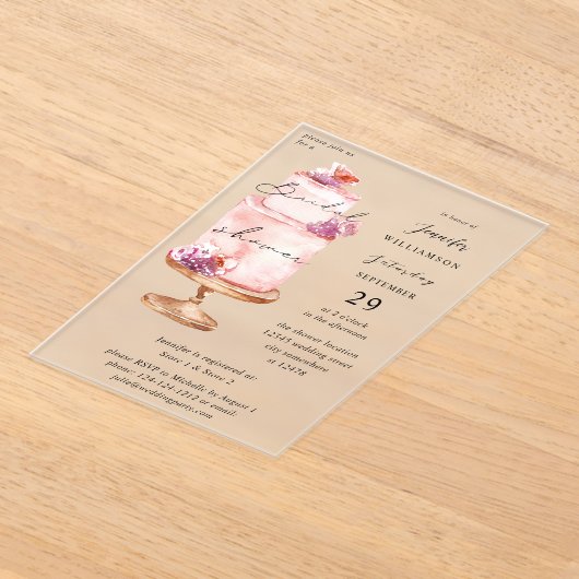 Vrijgezellenfeest met roze roze roze rok acryl uitnodigingen (Laagn)