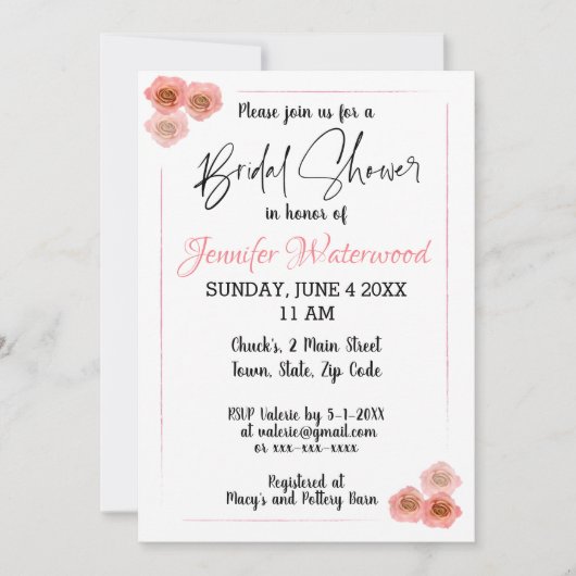 VRIJGEZELLENFEEST MET ROZEN Uitnodiging (Voorkant)