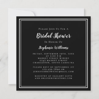 Vrijgezellenfeest Modern Elegant Black & White Squ Kaart