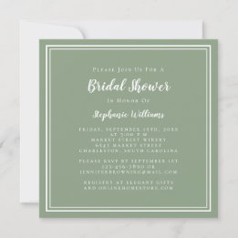 Vrijgezellenfeest Modern Elegant Sage Green Square Kaart