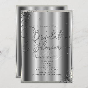 Vrijgezellenfeest Modern Silver Shine Glam Confett Kaart