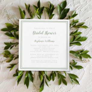 Vrijgezellenfeest Modern Square Elegant Sage Green Kaart