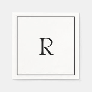 Vrijgezellenfeest Monogrammen Naam Zwart Wit Huwel Servet