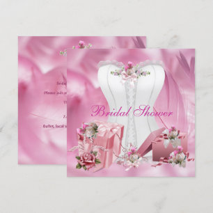 Vrijgezellenfeest nodigt  wit roze corset 2 uit kaart