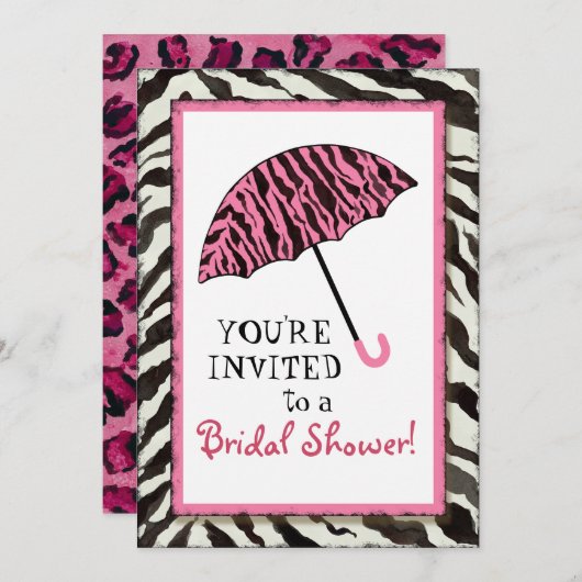 vrijgezellenfeest nodigt Zebra uit, Leopard'n Umbr Kaart (Voorkant / Achterkant)