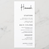 Vrijgezellenfeest of Verloving menu met naam (Voorkant)