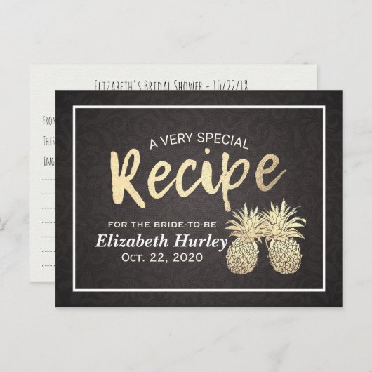 Vrijgezellenfeest Ontvangt gouden anananasappel Uitnodiging Briefkaart (Voorkant / Achterkant)