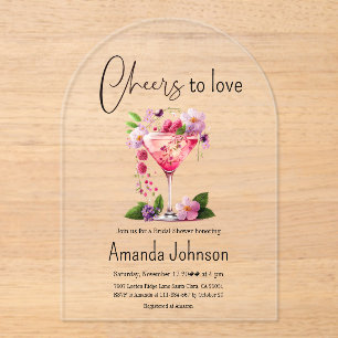 Vrijgezellenfeest op roze roze flora acryl uitnodigingen