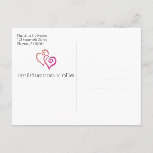 Vrijgezellenfeest Opslaan Datum Oranje roze harten Aankondigingskaart (Achterkant)