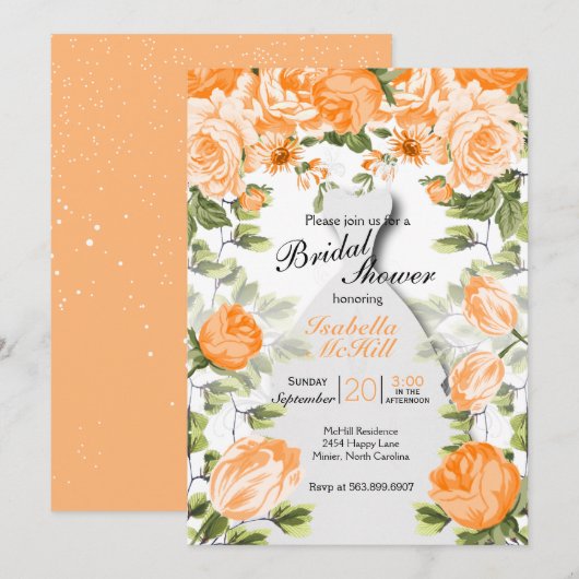 vrijgezellenfeest - Oranje botanische bloemen Kaart (Voorkant / Achterkant)