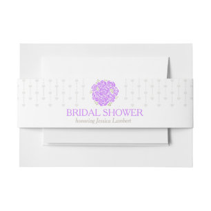 Vrijgezellenfeest paarse bloemen grijs hart buik b uitnodigingen wikkel