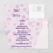 Vrijgezellenfeest Paarse Polka Dots Nodig Briefkaa Uitnodiging Briefkaart (Voorkant / Achterkant)