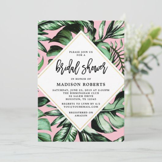 vrijgezellenfeest palmbladeren kaart (Staand voorkant)