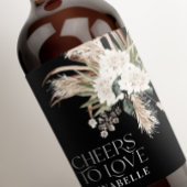 Vrijgezellenfeest pampas boho zwarte moderne elega wijn etiket