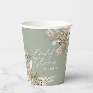 Vrijgezellenfeest pampas eucalyptus modern sage gr papieren bekers
