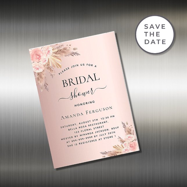 Vrijgezellenfeest pampas roos boho nodigmagnet (Creator heeft geüpload)