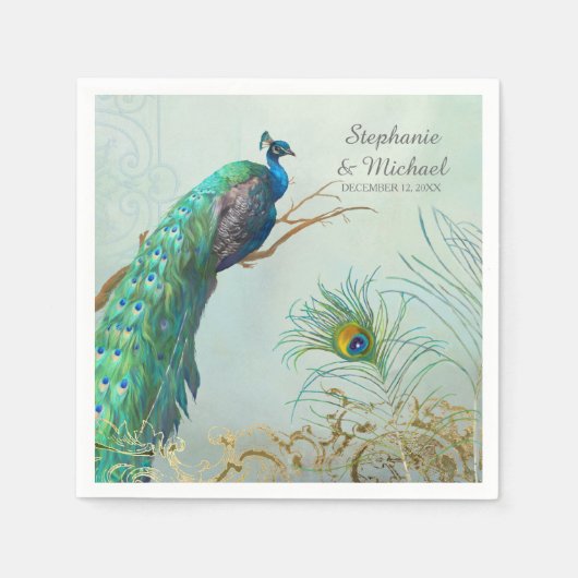 Vrijgezellenfeest Partij Pauw Tree Branch Servet (Voorkant)