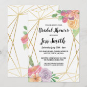 Vrijgezellenfeest Party Goud Lijst Bloemen uitnodi Kaart (Voorkant / Achterkant)