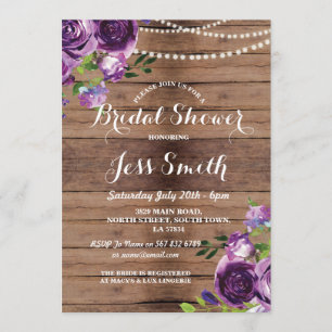 vrijgezellenfeest Party Purple Flowers Chalk Invit Kaart